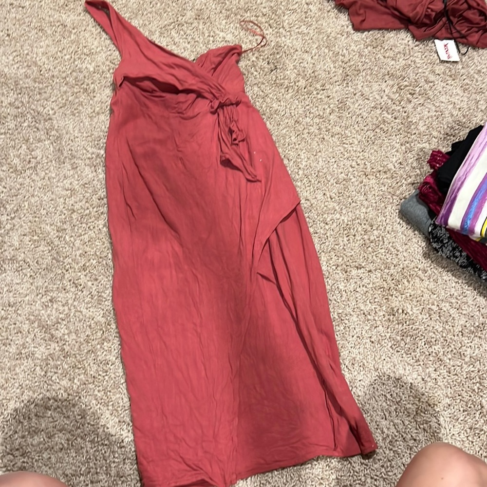 Rose pink one shoulder midi dress. Size small